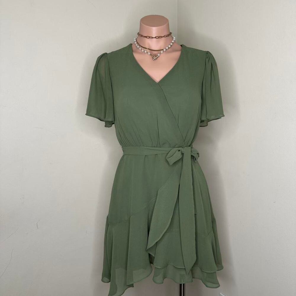 Womens Dress Size 0 Green Knee Length A-Line Fairy Coquette Minimalist Flowy